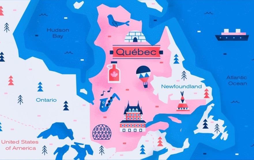 Quebec ve Fransızca Quebec eyaletinin resmi dili Fransızcadır. Montreal Paris ten sonra Fransızca konuşulan ikinci büyük şehirdir.