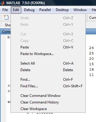 MATLAB - GİRİŞ Edit Menu Copy, cut,