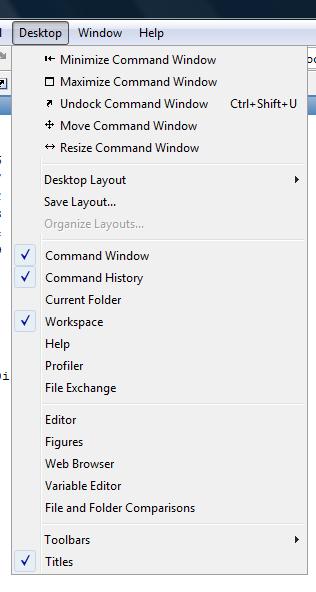 command history, workspace Desktop Menu