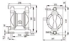 çalışma sıcaklığı Alüminyum Ağırlığı AISI 316 Ağırlığı 1/2'' 4,5 m 320 I/dk.