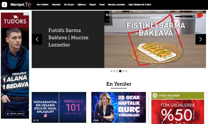 Hürriyet TV, Gündem ve Haber içeriklerinin yanı sıra, eğlenceli, bilgilendirici ve yaratıcı video içerikleri ile ziyaretçilerin her türlü ihtiyacına cevap vermektedir.