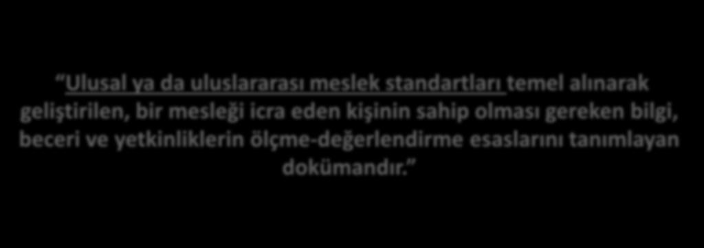 Ulusal Yeterlilik Sisteminin Girdileri Standardı Taslağının Hazırlanması, İlgili Tarafların ve Kamuoyunun Görüşüne Sunulması Ulusal Standardı (UMS) Bir mesleğin başarı ile icra edilebilmesi için