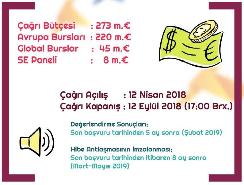 MSCA Bireysel Bursları (Individual Fellowships IF) 295,62 m. Avro 237,62 m.