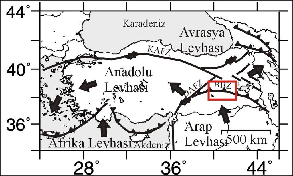 bilinen bir kuşak Arap Levhası ile Doğu Anadolu nun sınırını oluşturmaktadır.