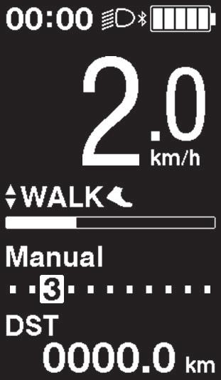 ÇALIŞMA VE AYAR Yürüme Destek Modu 2. Bisikleti yürüme desteğiyle birlikte dikkatli şekilde itin. 3. Parmağınızı Assist-Y den çekmeniz yürüme desteğini durduracaktır.