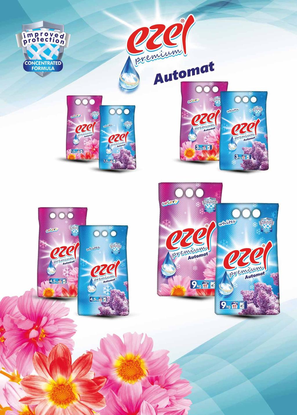 Ezel Automat Powder Detergent Color 1,5 kg 86 12 18,00 18,30 Ezel Automat Powder Detergent White 1,5 kg 86 12 18,00 18,30 Ezel Automat Powder Detergent Color 3 kg 86 6 18,00 18,30 Ezel Automat Powder