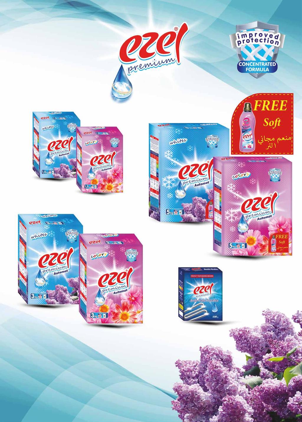 Ezel Automat Powder Detergent Color 1,5 kg - Box 86 8 12,00 13,00 Ezel Automat Powder Detergent White 1,5 kg - Box 86 8 12,00 13,00 Ezel Automat Powder Detergent Color 3 kg - Box 86 6 18,00 19,00