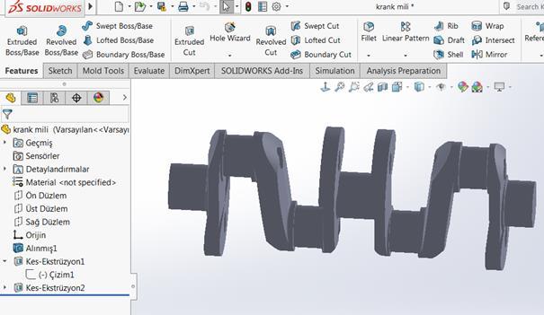 Sonlu Elemanlar Yöntemi ile Bileşik Gerilme Analizi Bu dokümanda SolidWorks2017 (Premium) yazılımı kullanılarak sonlu elemanlar yöntemi ile bir krank milinin gerilme analizi yapılmıştır.