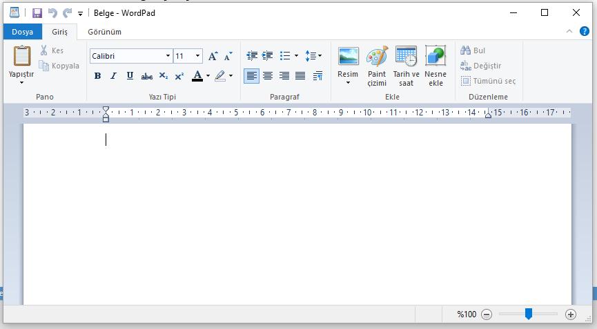 WordPad Not defterinden daha gelişmiş bir metin editörüdür.