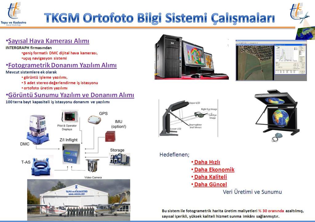 Tapu ve Kadastro Genel Müdürlüğü Bünyesinde Ortofoto Bilgi Sistemi Çalışmaları Tapu ve Kadastro Genel Müdürlüğü bünyesinde başlatılan ve çok hızlı bir şekilde sonuca ulaşan projelerden en önemlisi