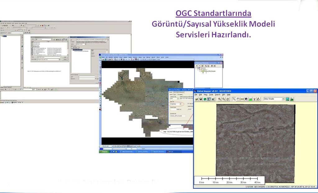 Bu servislere internet üzerinden kolaylıkla erişilebilmekte ve OGC standartlarını okuyabilen