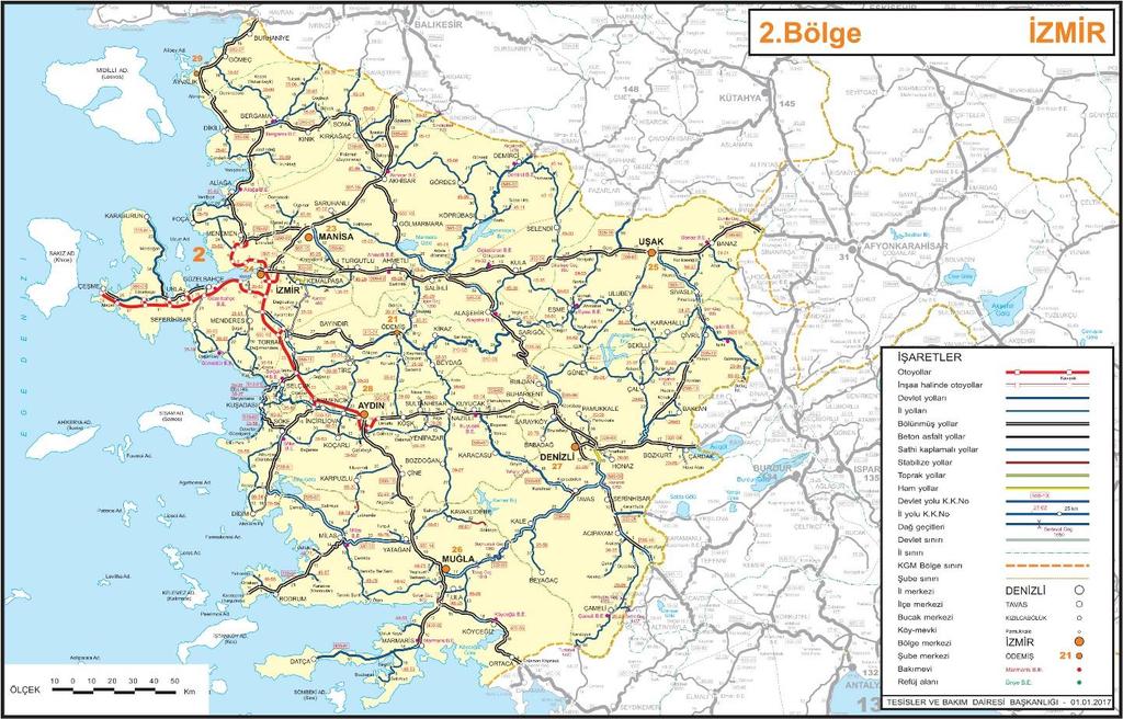 1.2. ULAŞIM AĞINDAKİ YERİ İzmir Türkiye nin üçüncü, Ege Bölgesi nin de en büyük ili olarak yoğun bir yolcu ve yük trafiğine sahiptir.