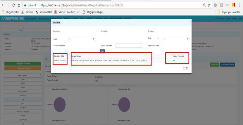 seçilir. Gelen ekranda yer alan «Pay Devri» bölümüne giriş sağlanır. 4.