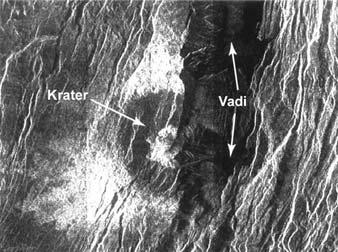 Venüs 87 krateri de görüntülenmiştir. Şekil 5.19 da Gula volkanı yakınlarındaki 45 km çaplı Cunitz krateri görülmektedir.