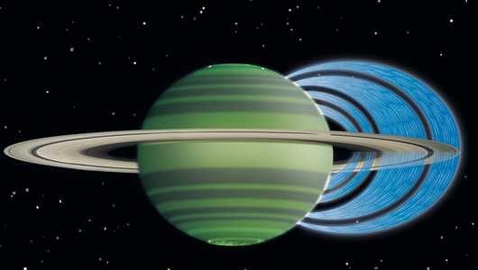 Satürn ün halkalarından akan yüklü su molekülleri, manyetik alan çizgilerini takip ederek Satürn