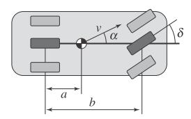 Araç yönlendirme dinamiği- Kinematic Steering Bir aktüatör ile araç yörüngesini kontrol etme problemi taşıt mühendisliğinde bir araştırma konusudur. Şekilde gösterilen araç modelini düşünelim.