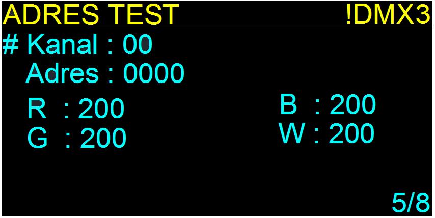parametreler 0-255 arası değer alabilmektedir. W değeri sadece 4 kanallı DMX protokolünde dikkate alınmaktadır. Bu parametreler LED sürücüsünün kanallarını ifade etmektedir.