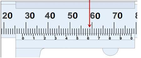 mm + 30*0,02mm = 6 mm + 0,60mm = 6,60 mm (cetvel cm biriminde ölçeklenmiş) Yandaki şekil için