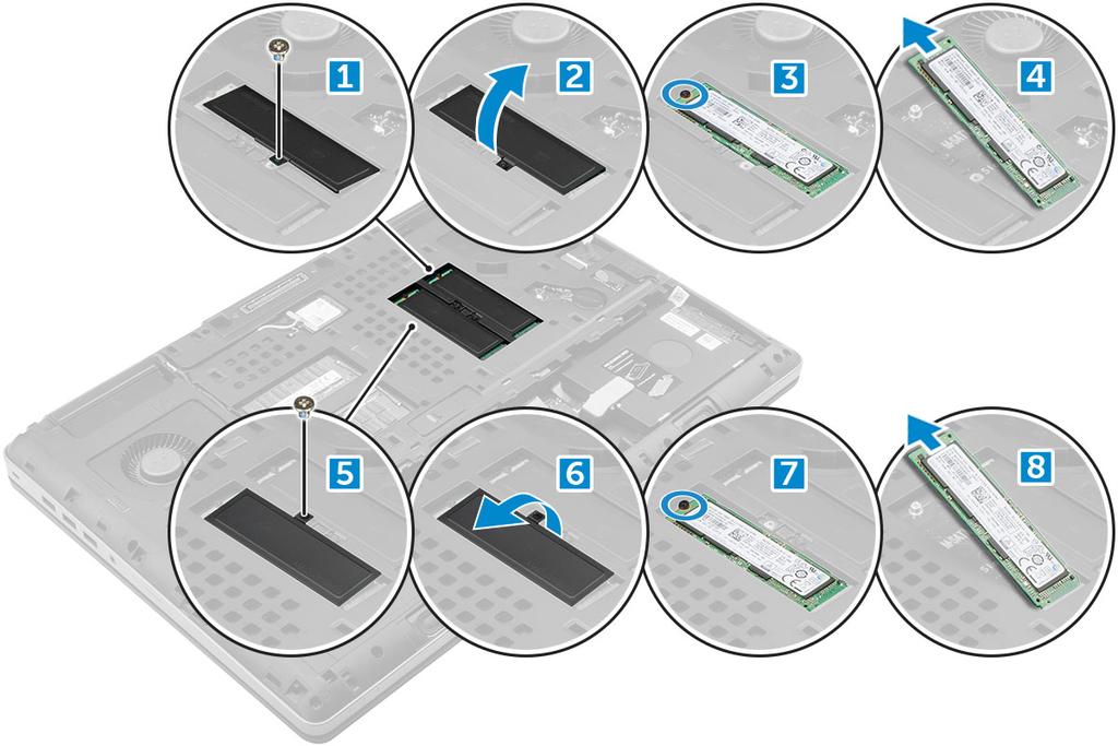 M.2 SSD modülünü takma 1 SSD'yi yuvasına yerleştirin. 2 SSD'yi bilgisayara sabitlemek için M2.0x3.0 vidasını yerine takın. 3 Termal plakayı SSD'ye yerleştirin.