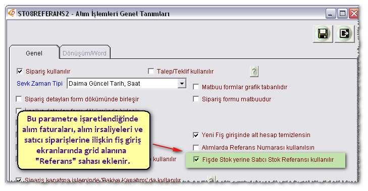 Referans Sahası Uygulama Adımları: - Kullanıcı bildiği stok kodlarını elle girer ya da listeden seçer. Bu işlem sırasında kullanılabilecek çeşitli arama kısa yolları ve fonksiyon tuşları mevcut.