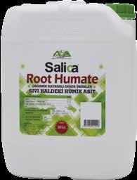 Uygulama: 2. Uygulama: 3. Uygulama: 4. Uygulama: AMBALAJ 1 L x 20 adet 5 L x 4 adet 20 L AÇIKLAMA Salica Root Humate, toprak, yaprak ve damla sulama sistemlerinde kullanılabilir.