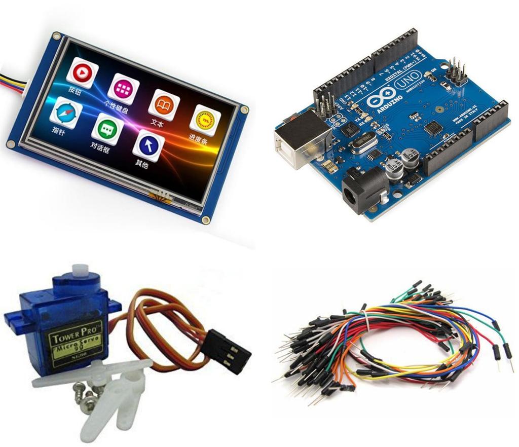 Adım 1: İhtiyaç duyulan bileşenler Donanım: Arduino servo motor 9g Nextion Serial Interface Smart Display(seri arayüz akıllı ekran)(in my case nx3224t028_011) Jumper kablo usb type A to B kablo