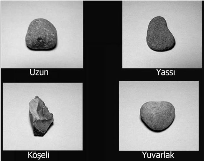 Tane şekillerine göre agregalar: Agregada uzun silindir (iki boyutu küçük fakat yüksekliği büyük) ve yassı disk (iki boyutu büyük fakat yüksekliği küçük) şeklindeki tanelere kusurlu taneler denir.