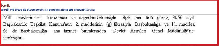 Not: İçerik alanına eklenilen Word dosyası şekildeki gibi görüntülenir.