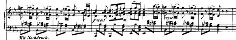 Beethoven 3+3 ten oluşan altı sekizlik bir ölçünün içinde, 2+2+2 lik bir gruplama