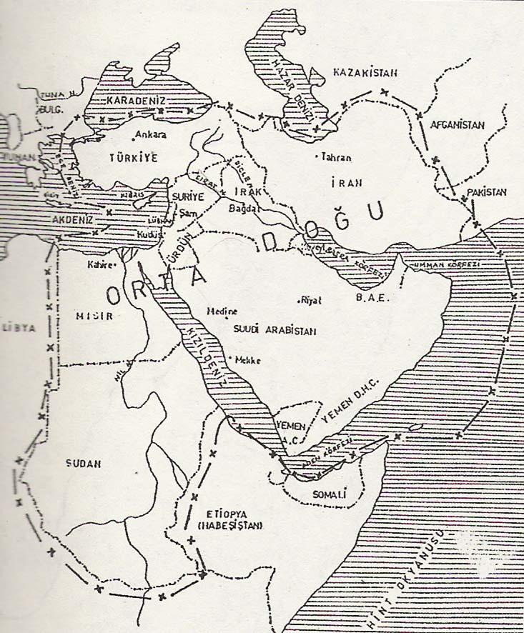 153 EK - 1 EKLER Ortadoğu bölgesinin coğrafi sınırlarını gösteren harita.
