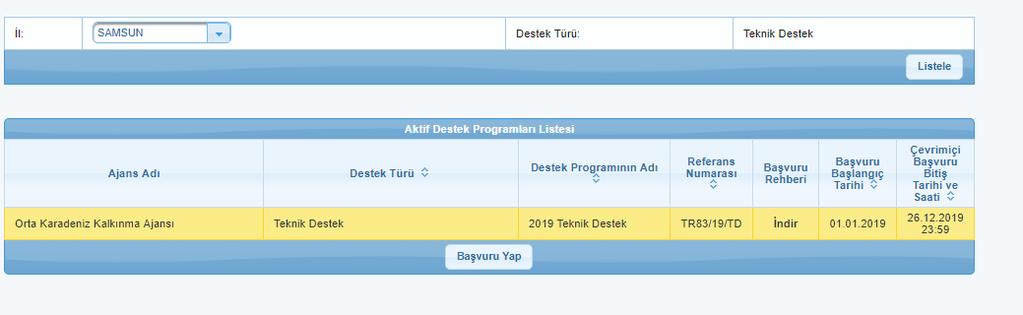 Bir sonraki ekranda Ajansımızın açık olan TD programı