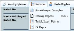 Panik Bildirim ; Hastanın patoloji istemi ile ilgili hekime panik bildirim yapılabilmesini sağlar, Sağlık Net Patoloji Veri Set i ; Sağlık net online sistemi üzerinde veri gönderimi için kullanılır.