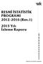 RESMİ İSTATİSTİK PROGRAMI 2012-2016 (Rev.1) 2013 Yılı İzleme Raporu
