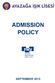 ADMISSION POLICY SEPTEMBER 2013