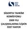 SİGORTA TAHKİM KOMİSYONU 2009 YILI ÇALIŞMALARINA İLİŞKİN ÖZET RAPOR