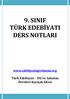 9. SINIF TÜRK EDEBİYATI DERS NOTLARI