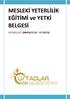 MESLEKİ YETERLİLİK EĞİTİMİ ve YETKİ BELGESİ GENELGE (2009/KUGM - 15 /MYB)