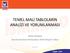 TEMEL MALİ TABLOLARIN ANALİZİ VE YORUMLANMASI. FATİH TAPKAN İstanbul Serbest Muhasebeci Mali Müşavir Odası