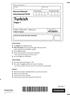 Turkish *P44339A0116* P44339A. Paper 1. Pearson Edexcel International GCSE. Friday 15 May 2015 Afternoon Time: 3 hours. Instructions.