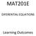 MAT201E DIFERENTIAL EQUATIONS. Learning Outcomes